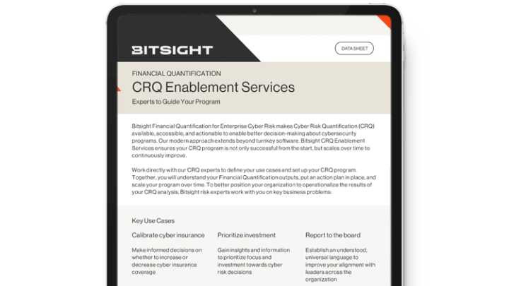 BitSight CRQ Enablement Services Data sheet cover